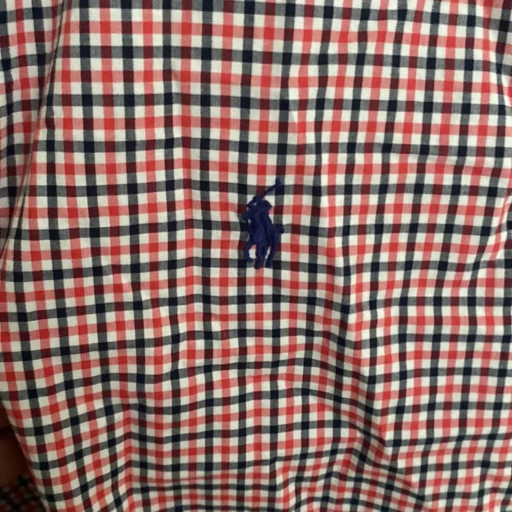Ralph Lauren Boys XL 18-20 Plaid Button Down Shirt Gingham Red Blue Cotton LS
